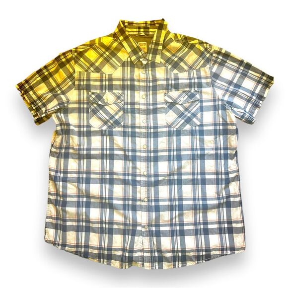 Mission Men’s Pearl Snap Short Sleeve Athletic Fit Button Down Size XXL Western - Picture 1 of 9